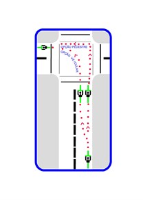 Ilustração mostra uma bicicleta na parte inferior da tela ao lado direto, mais a frente é possível ver mais duas bicicletas onde uma delas se desloca para o lado esquerdo do cruzamento 